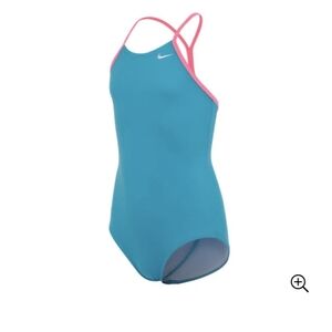 Nike Girls Performance Pink & Teal Racerback ONE Piece Swimsuit Size XL 13-14